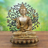 Brass Buddha Statue, Seated on a Lotus, Fine Golden Finish 16.5"