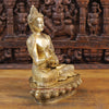 Brass Buddha Statue, Seated on a Lotus, Fine Golden Finish 16.5" back view