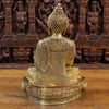 Brass Buddha Statue, Seated on a Lotus, Fine Golden Finish 16.5"