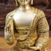 Brass Buddha Statue, Seated on a Lotus, Fine Golden Finish 16.5"