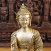 Brass Buddha Statue, Seated on a Lotus, Fine Golden Finish 16.5"