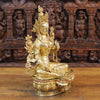 Brass Tara Statue, Seated on a Base, Fine Golden Finish 19" side view