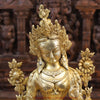 Brass Tara Statue, Seated on a Pedastal, Fine Golden Finish 19"