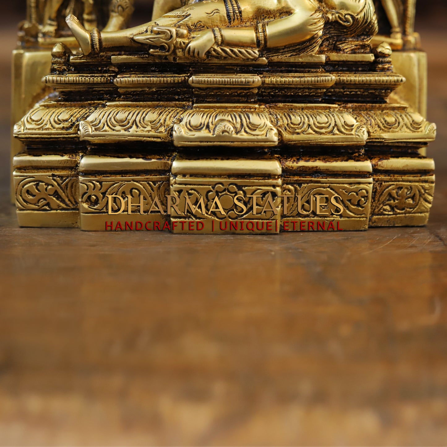 Brass Kali Statue with Kirtimukha, Fine Golden Finish, 10.5"