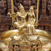 Brass Radha Krishna Urli with Swing, Divine Decorative Piece, Fine Golden Finish, 23.5"