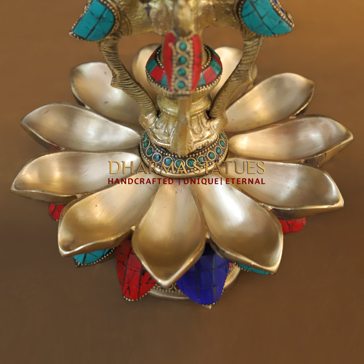 Brass Peacock Oil Lamp, Golden & Stonework, 20"