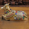 Brass Nandi Idol with Elegant Embellishments, Stone Work 6.5"