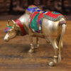 Brass Cow Standing Idol, Fine Golden Finish with Stone work 7.5"