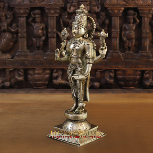 Brass Tirupati Balaji (Vishnu) in Ashirwadam Mudra, Golden Finish, 18"