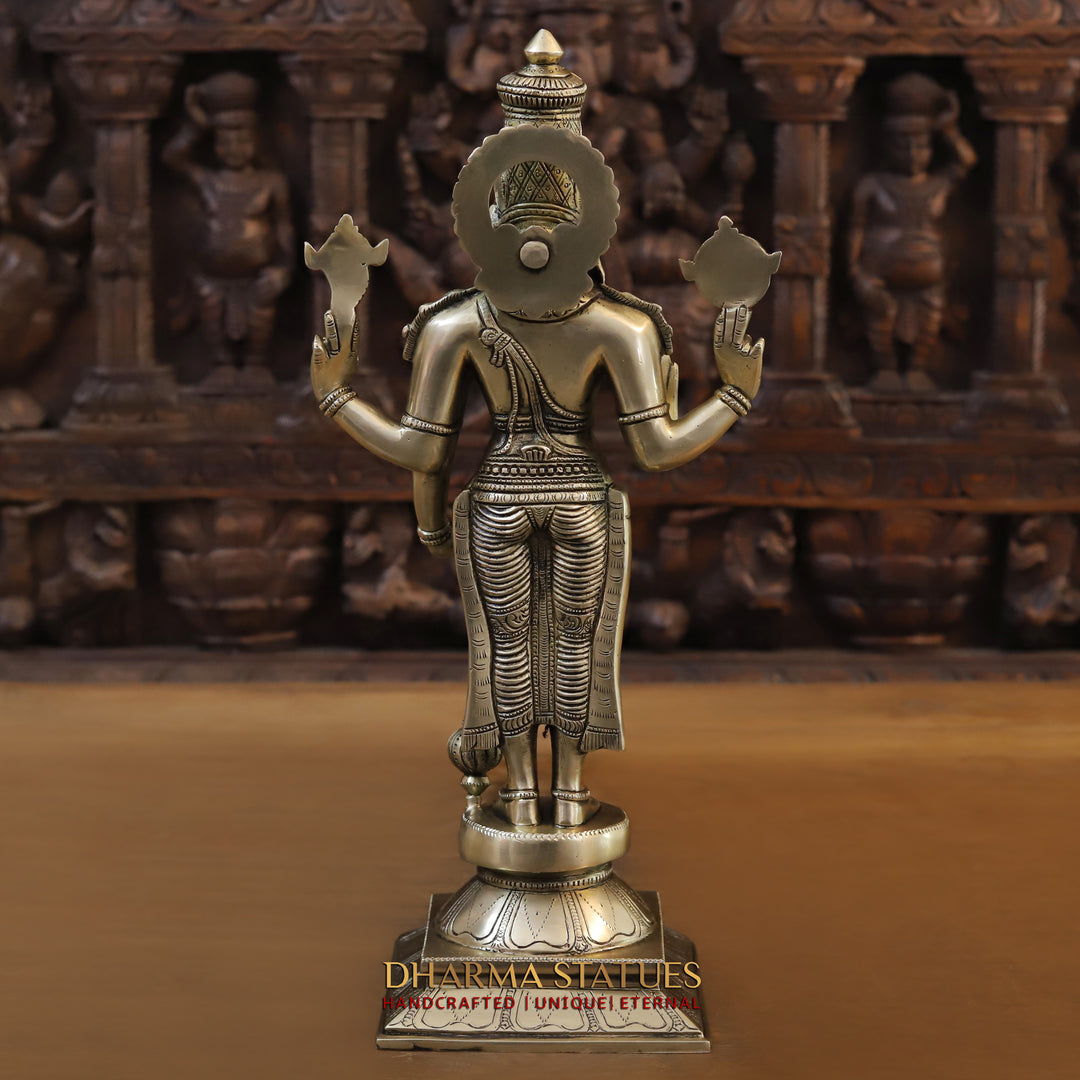 Brass Tirupati Balaji (Vishnu) in Ashirwadam Mudra, Golden Finish, 18"