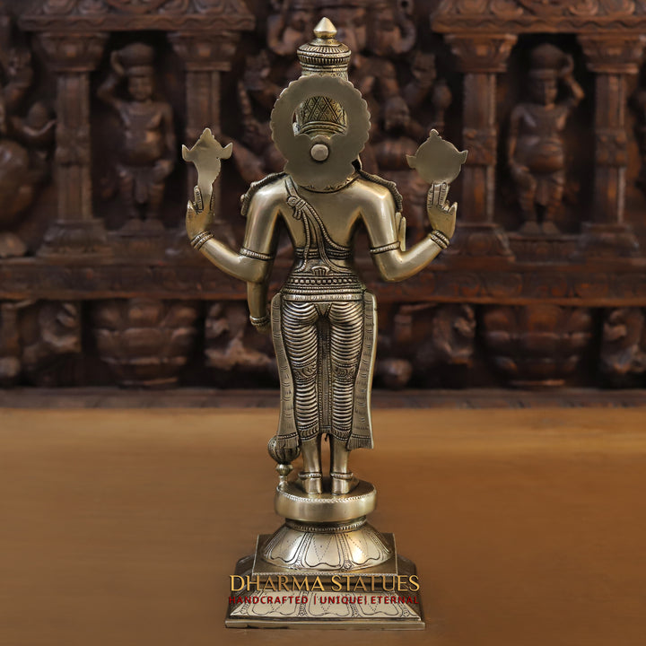 Brass Tirupati Balaji (Vishnu) in Ashirwadam Mudra, Golden Finish, 18"