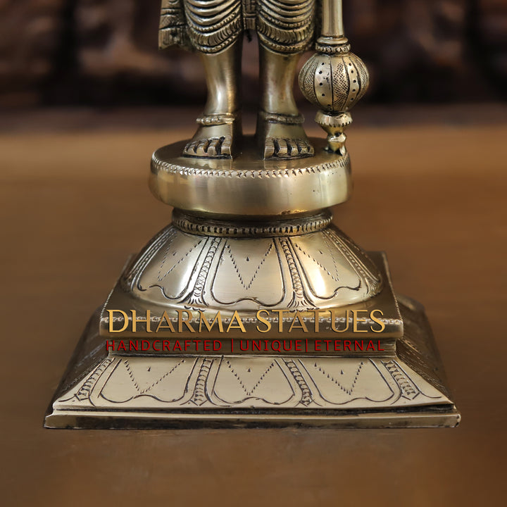 Brass Tirupati Balaji (Vishnu) in Ashirwadam Mudra, Golden Finish, 18"