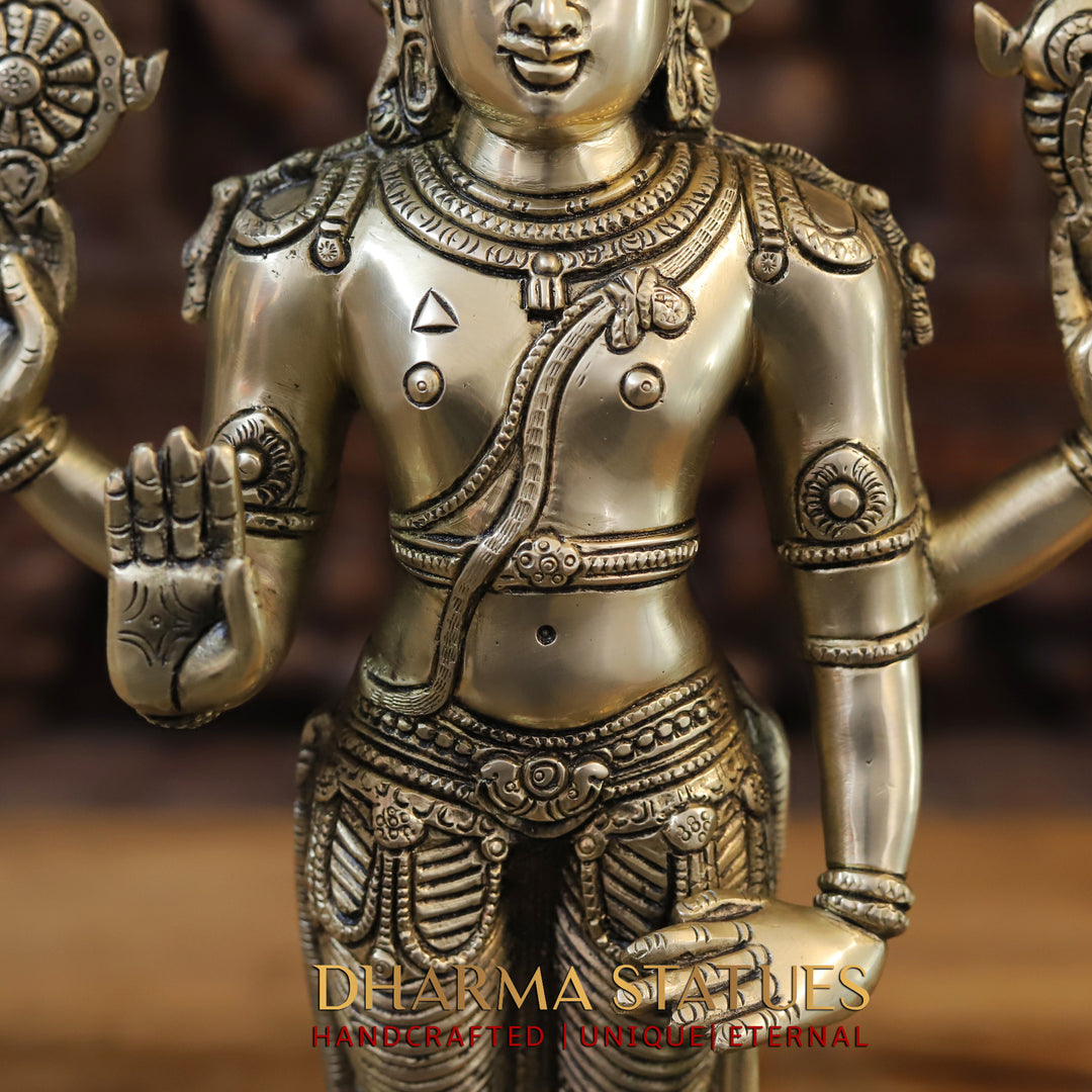 Brass Tirupati Balaji (Vishnu) in Ashirwadam Mudra, Golden Finish, 18"