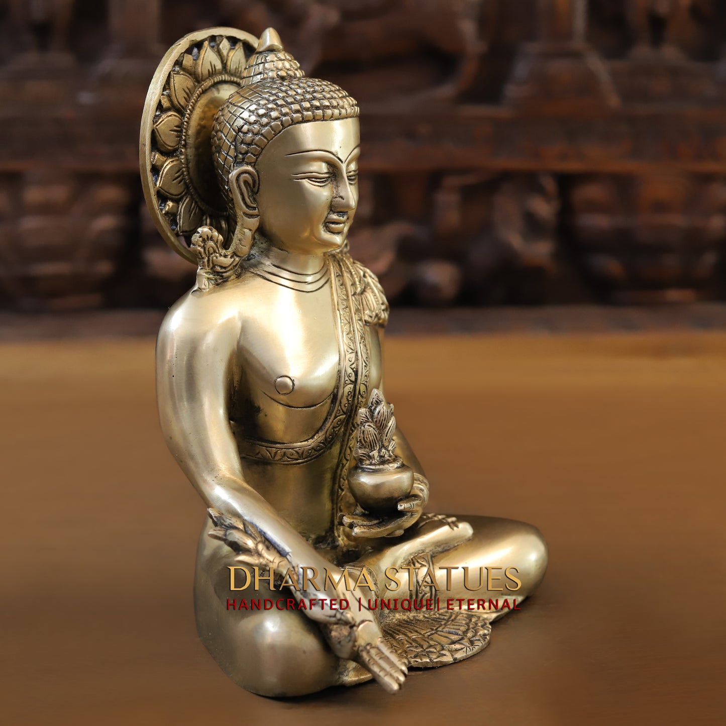 Brass Tibetan Buddhist, Fine Gold Finish, 10"