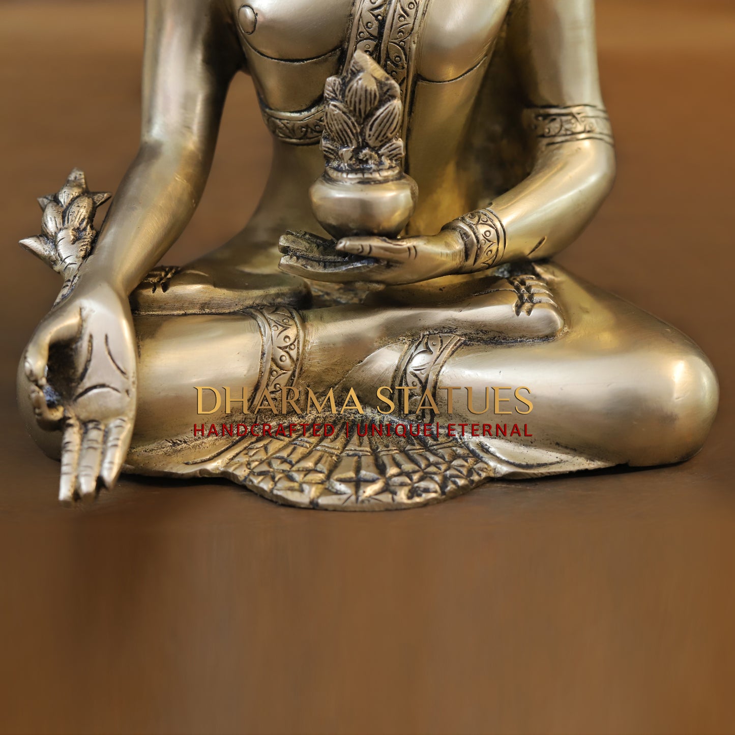 Brass Tibetan Buddhist, Fine Gold Finish, 10"