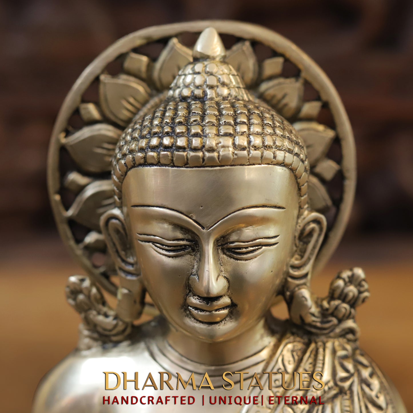 Brass Tibetan Buddhist, Fine Gold Finish, 10"