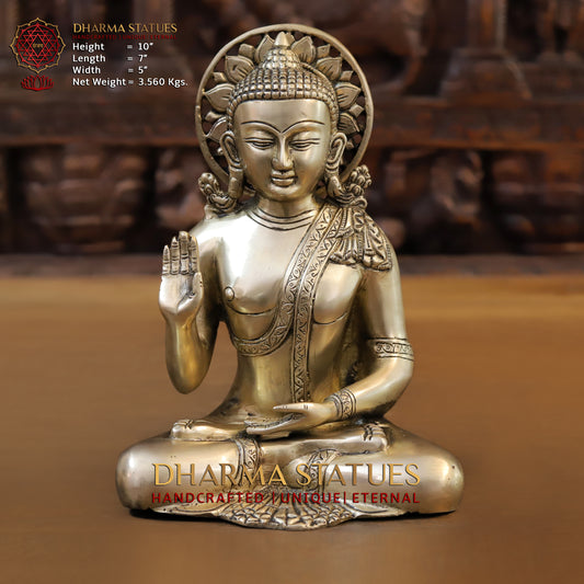 Brass Tibetan Buddhist, Fine Gold Finish, 10"