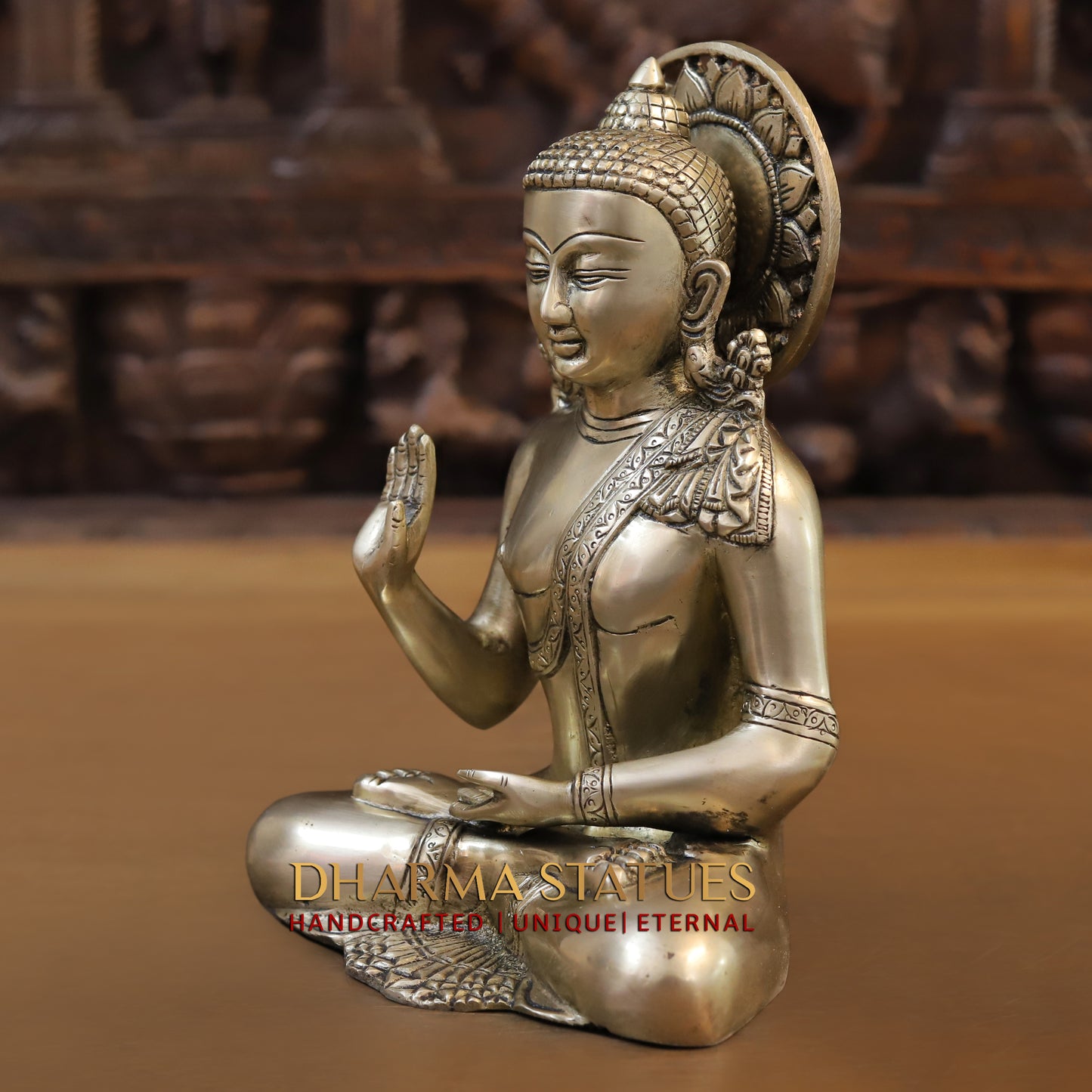 Brass Tibetan Buddhist, Fine Gold Finish, 10"