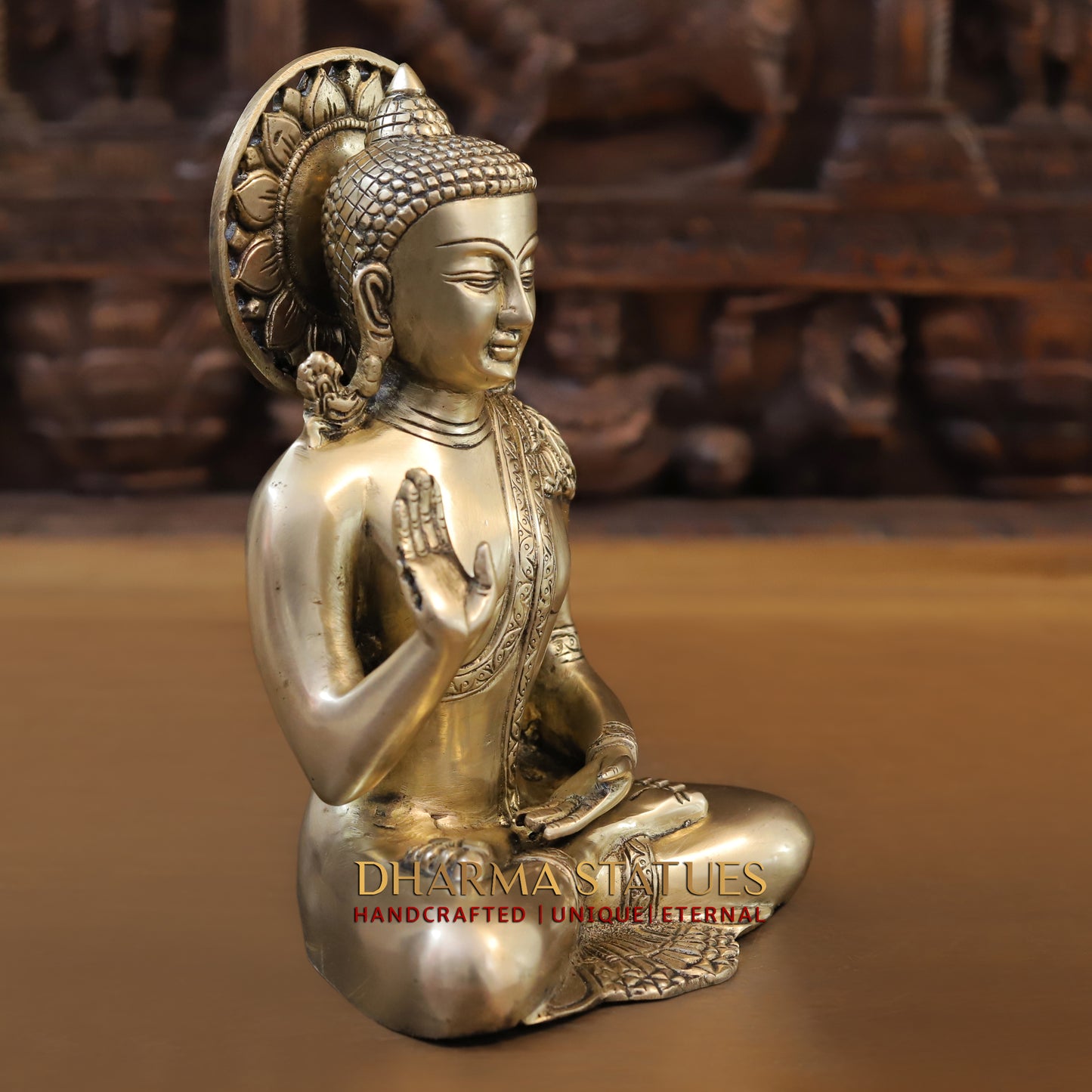 Brass Tibetan Buddhist, Fine Gold Finish, 10"