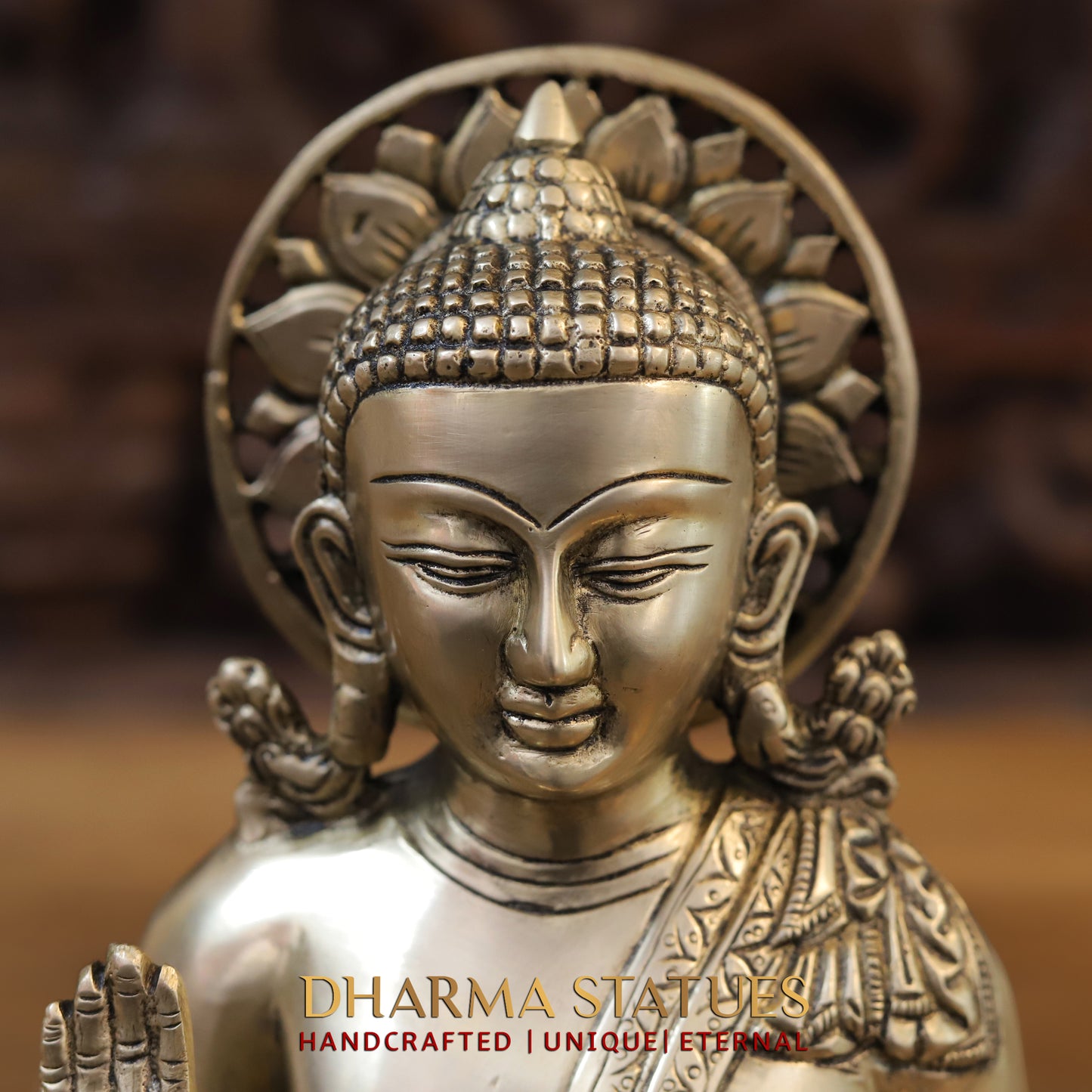 Brass Tibetan Buddhist, Fine Gold Finish, 10"