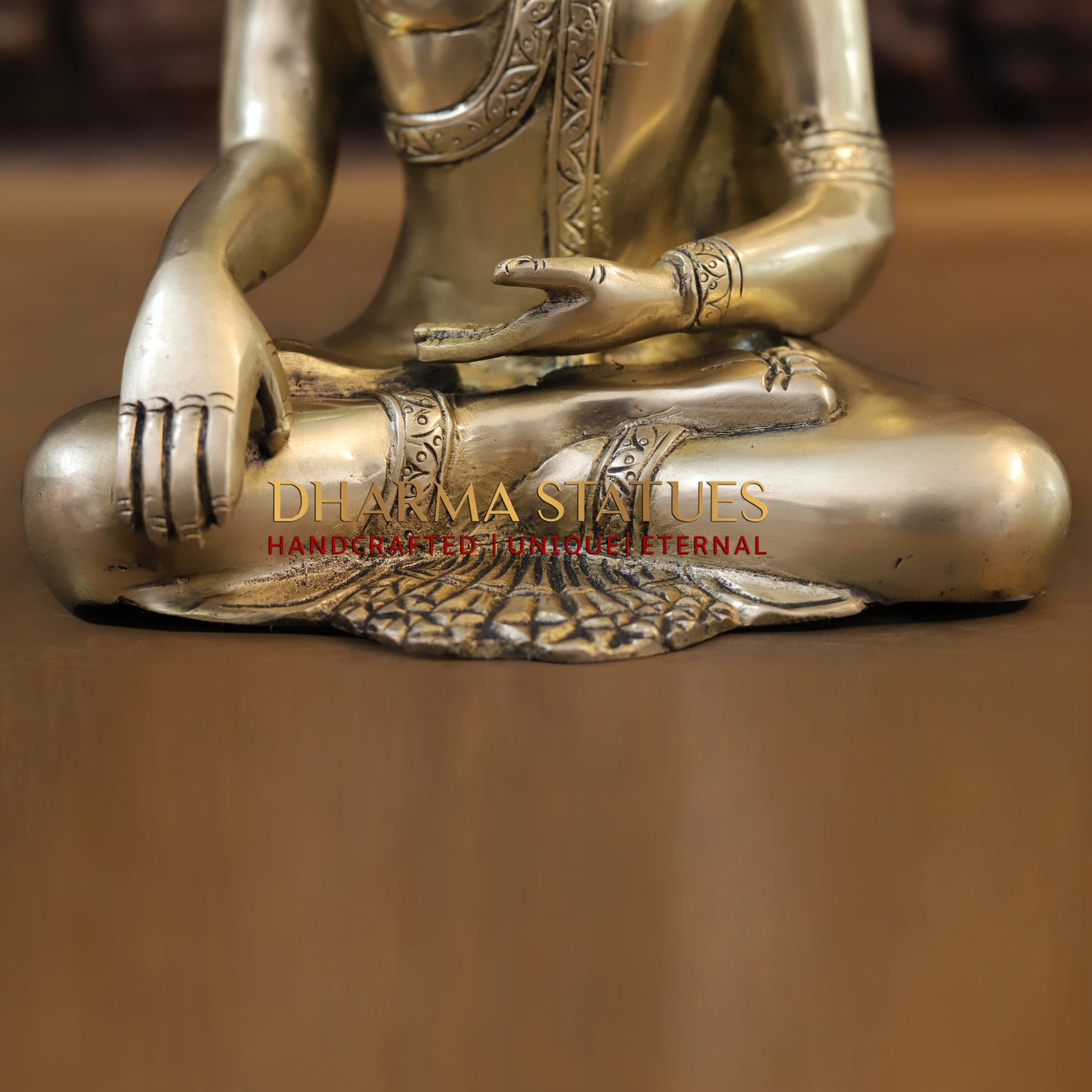 Brass Buddha in Varada Mudra, Golden Finish, 10"