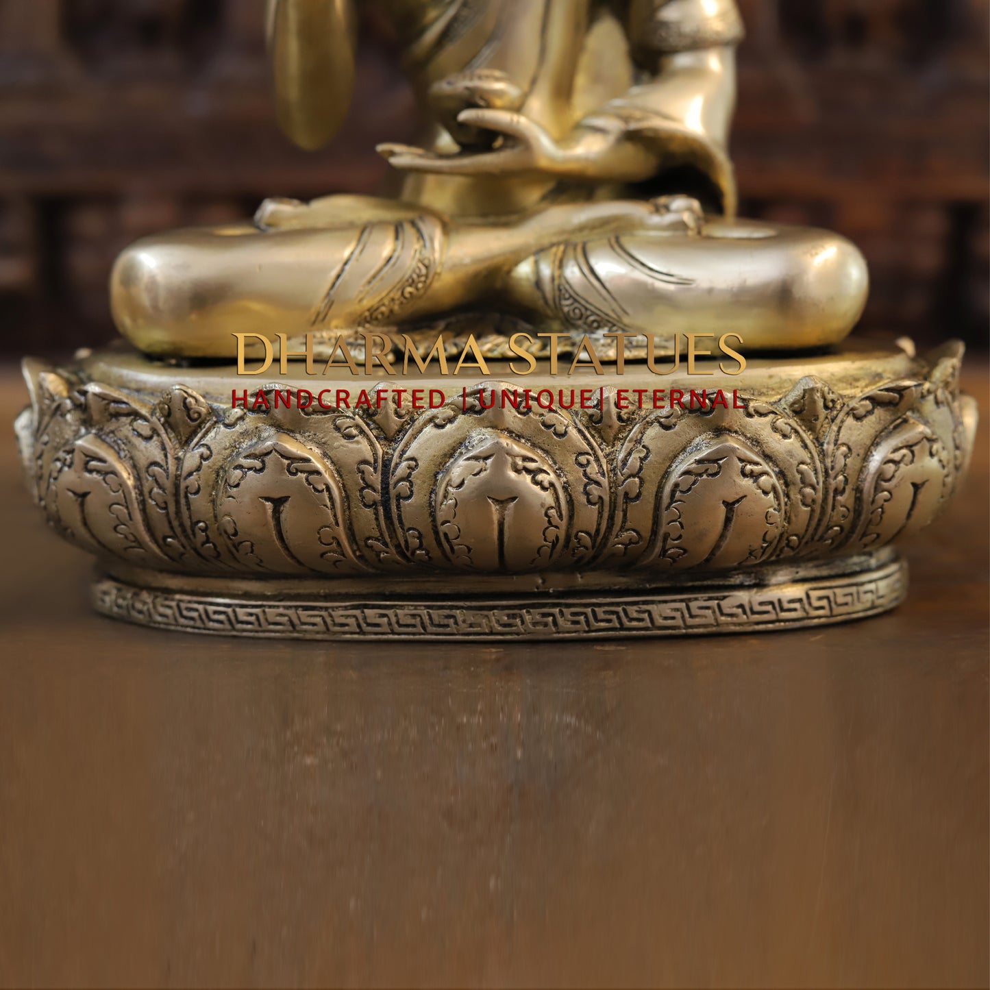 Brass Buddha in Blessing Position, Golden Finish, 14"