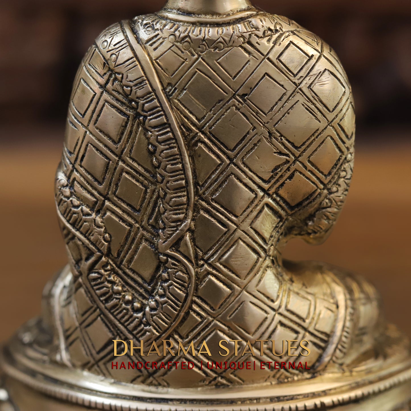 Brass Buddha in Blessing Position, Golden Finish, 8.5"