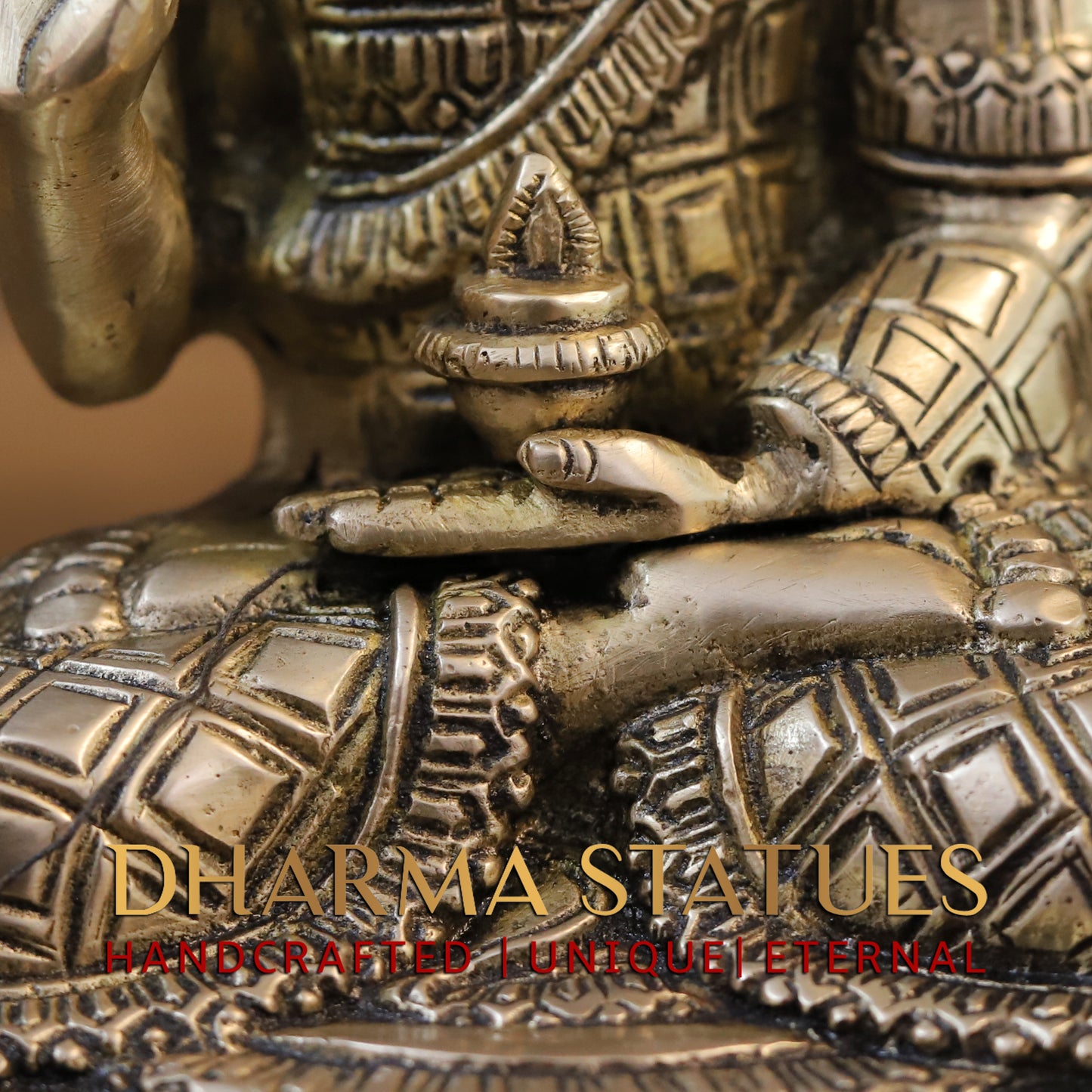 Brass Buddha in Blessing Position, Golden Finish, 8.5"