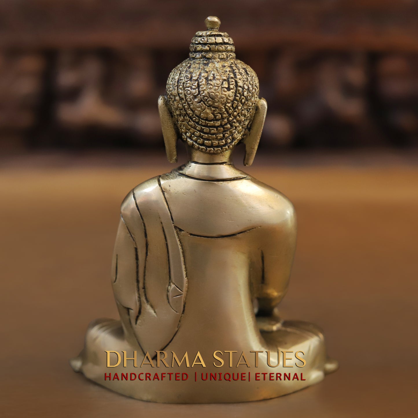 Brass Buddha in Varada Mudra, Golden Finish, 6"