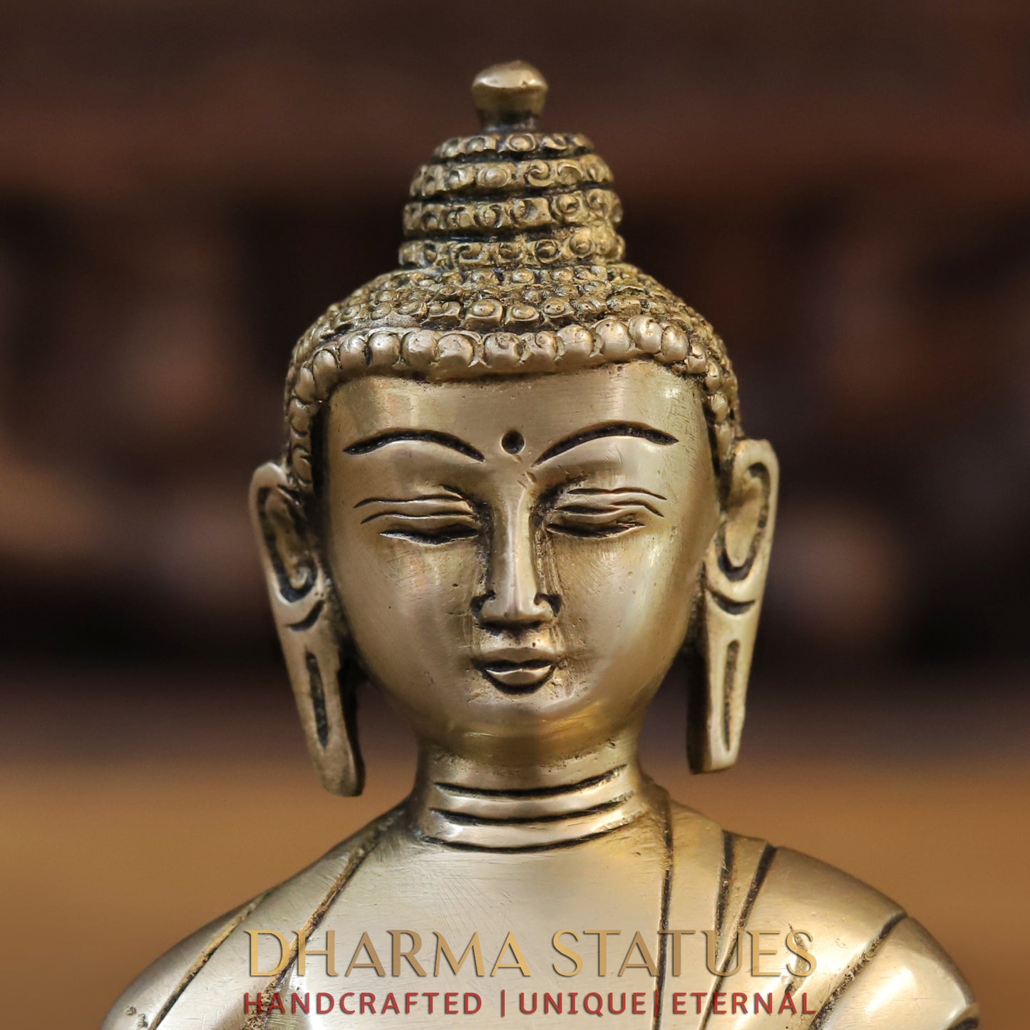 Brass Buddha in Varada Mudra, Golden Finish, 6"