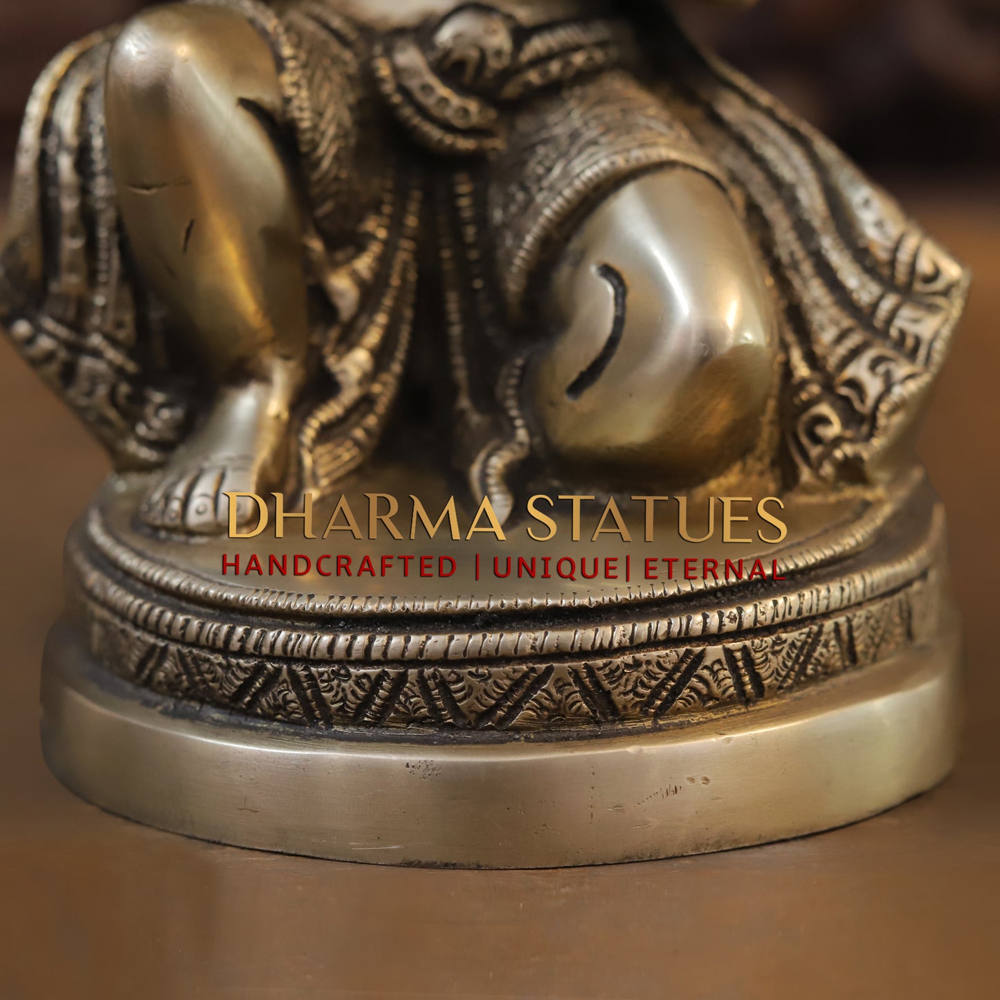 Brass Hanuman Statue, Seated in a Blessing Posture, Golden Finish, 10"