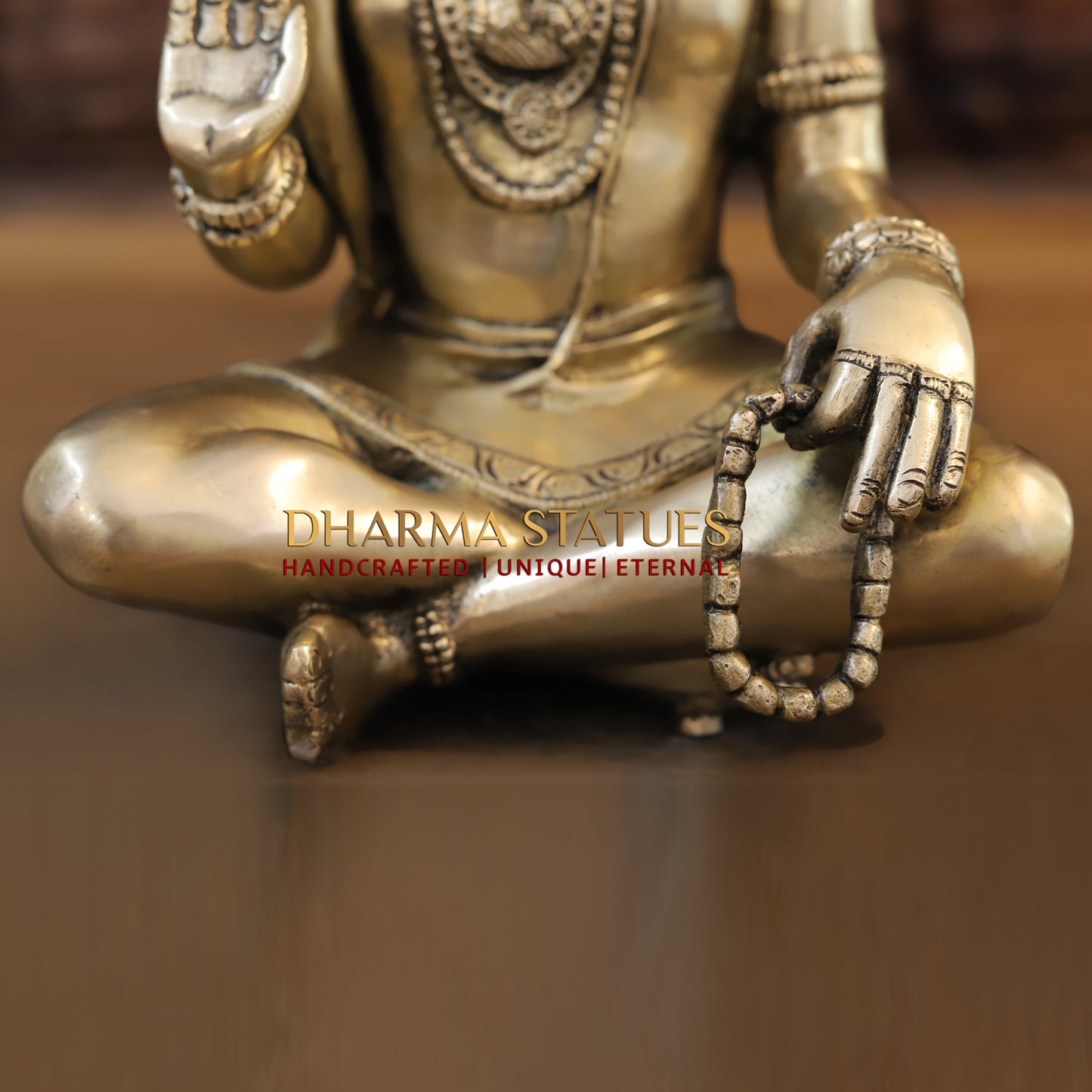 Brass Hanuman Statue Seated, Lord Ram Engraved, Fine Golden Finish, 11"