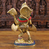 Brass Hanuman Statue, Protective Spirit, Golden finish with Stone Inlay, 16.5"