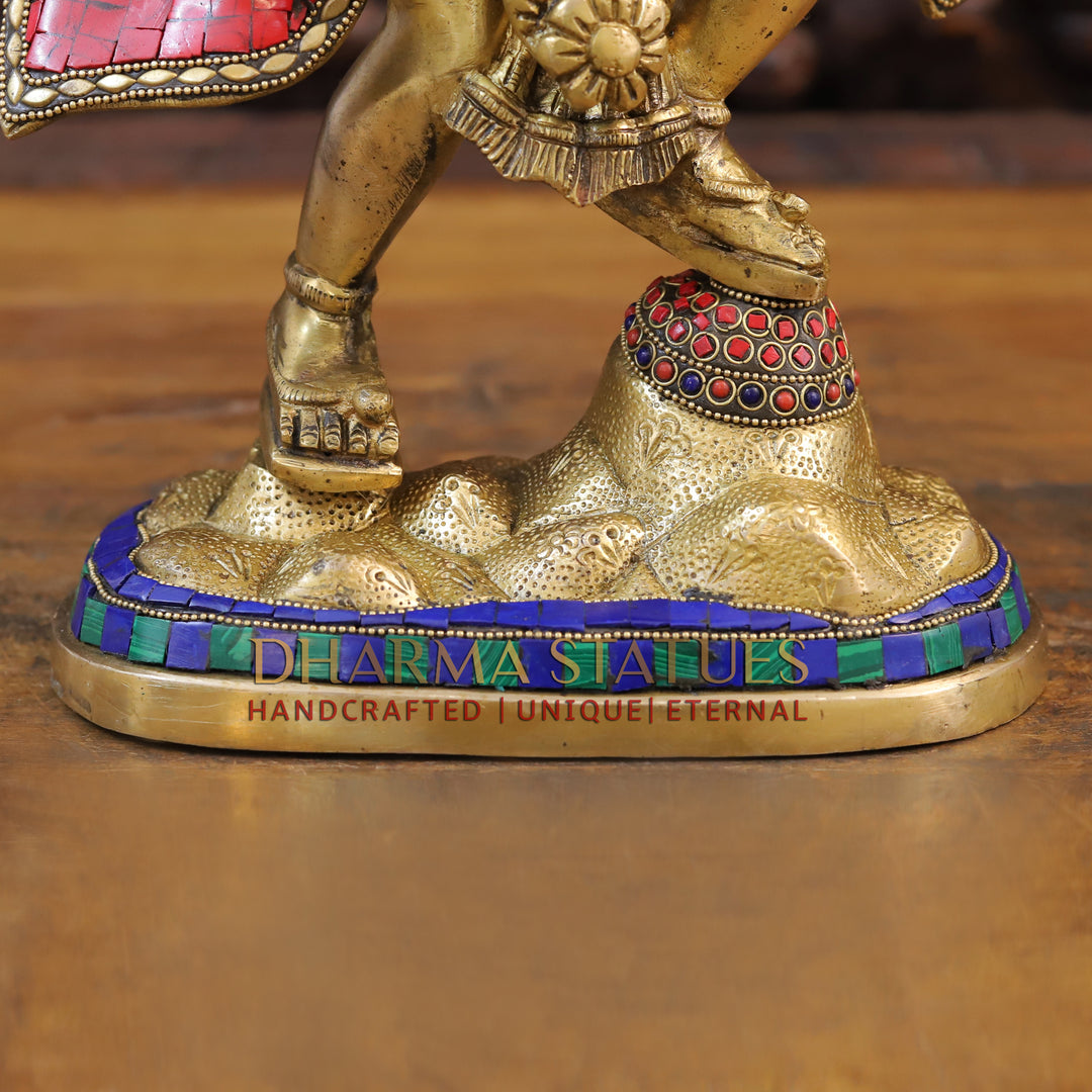 Brass Hanuman Statue, Golden & Stone Finish 16.5"