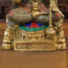 Brass Hanuman Statue, Seated, Golden finish with Stone work 18"