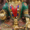 Brass Hanuman Statue, Seated, Golden finish with Stone work 18"