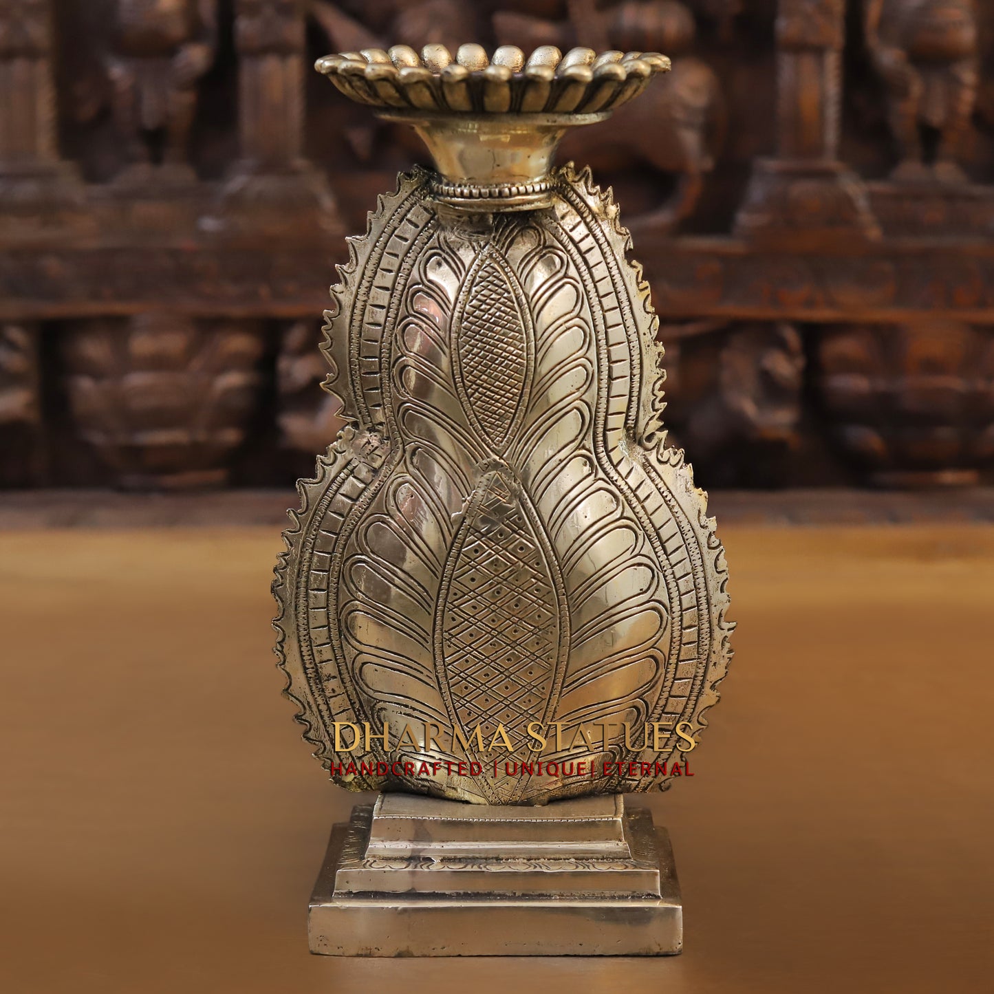Brass Buddha Statue With Candle Holder, Double Face Buddha, Black Patina & Golden Finish, 12"