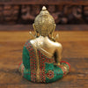 Brass Buddha Idol, Golden and Stone work 8"