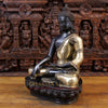 Brass Buddha Idol, Seated on Lotus, Black Patina Finish 22"