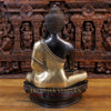 Brass Buddha Idol, Seated on Lotus, Black Patina Finish 22"