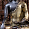 Brass Buddha Idol, Seated on Lotus, Black Patina Finish 22"