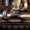 Brass Buddha Idol, Seated on Lotus, Black Patina Finish 22"