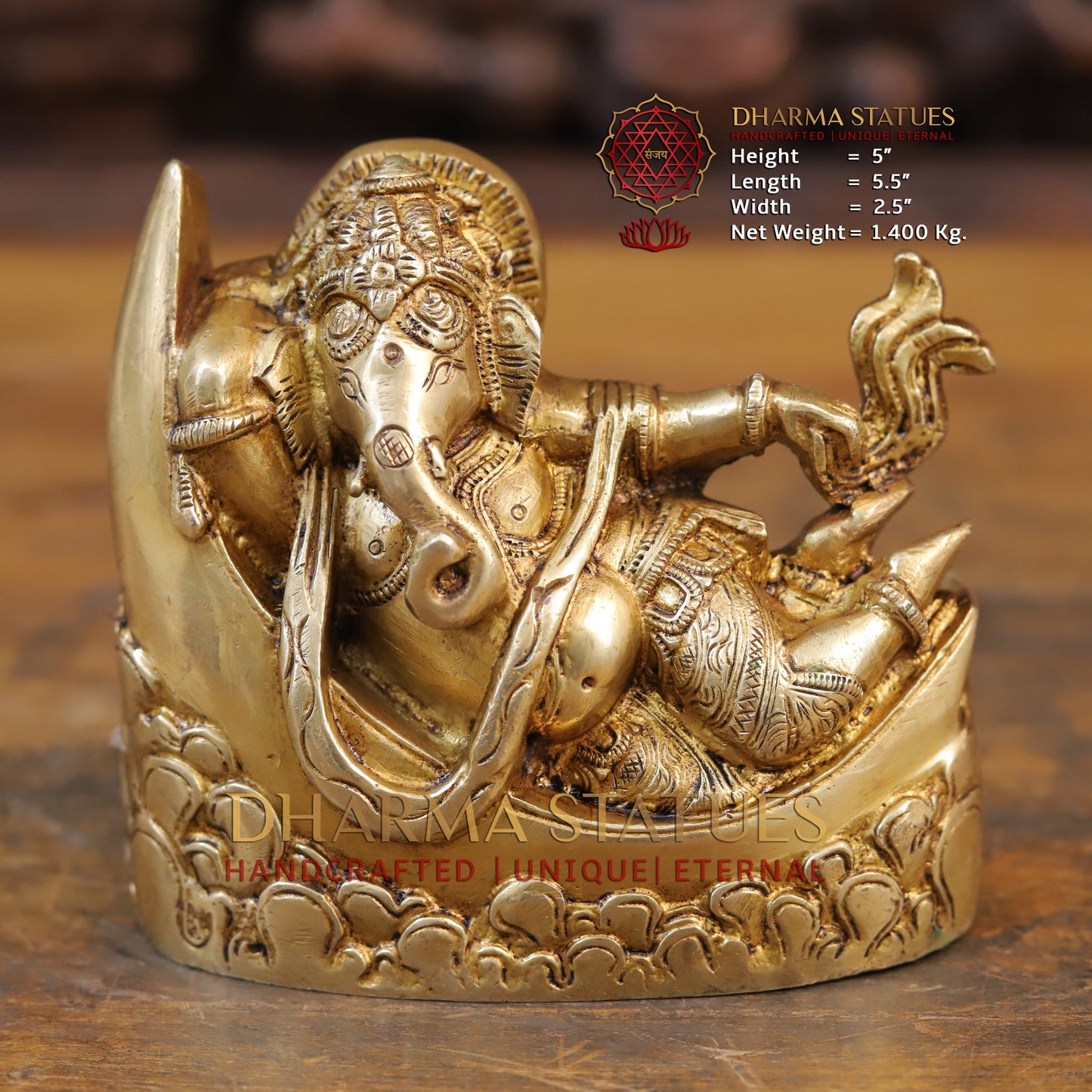 Brass Ganesh Statue, Resting Ganesh, 5"
