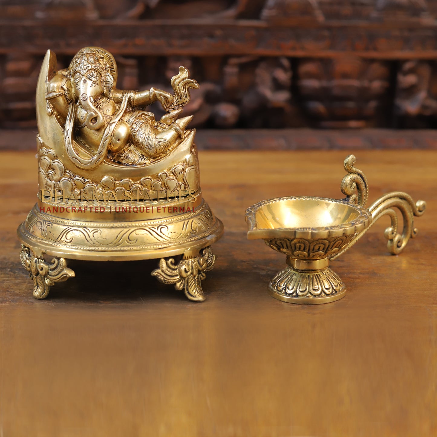 Brass Ganesh Statue, Resting Ganesh, 5"