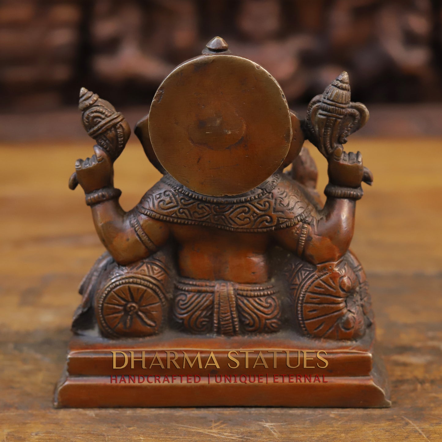Brass Ganesh Idol, Golden and Copper Finish 6.5"