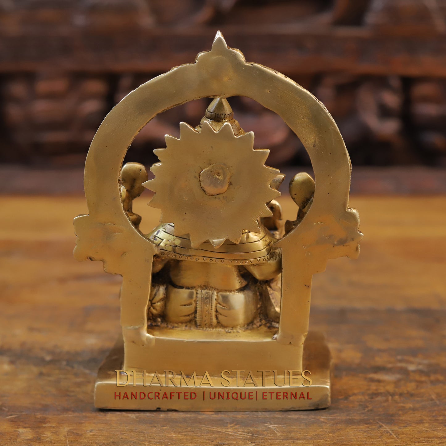 Brass Ganesh Statue, Seated, Fine Golden Finish 8.5"