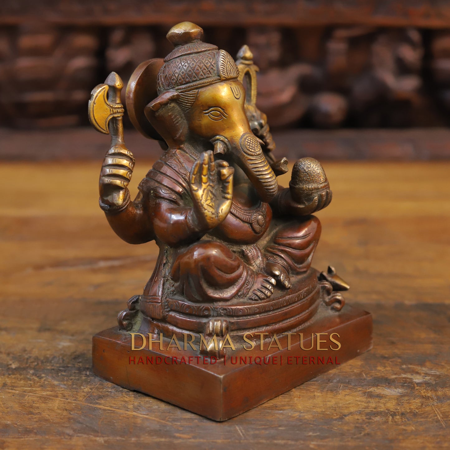Brass Ganesh Statue, fine Copper Finish 7.5"