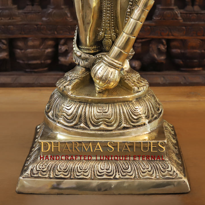 Brass Lord Vishnu Standing On square Pedestal, Smooth Finish 41.5"