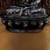 Brass Buddha Statue, Seated, Floral Black Patina Finish 46"