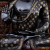 Brass Buddha Statue, Seated, Floral Black Patina Finish 46"